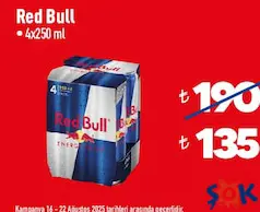 RED BULL ENERJİ İÇECEĞİ 4'LÜ fiyat ve kampanya bilgisi